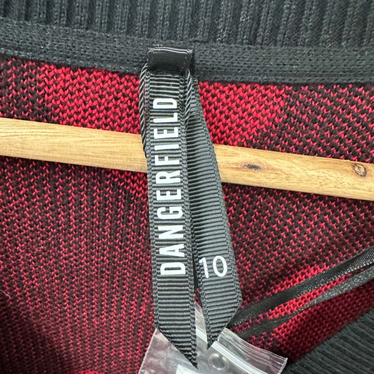 Dangerfield Womens Size 10 Cardigan Black with red heart pattern(s)