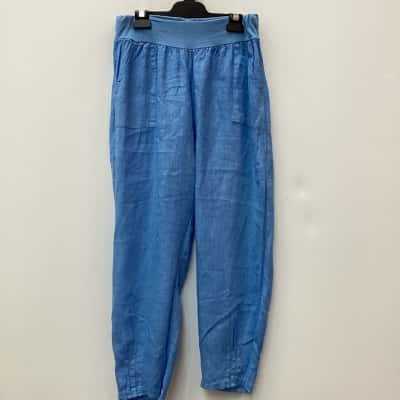 MADE IN ITALY Womens light Blue linen pants XL
