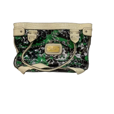 Womens Guess Beige/ Black/ Green / White Tote Bag 