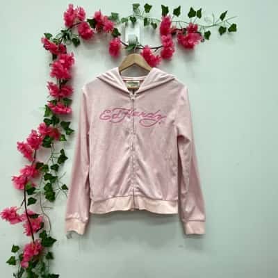 Ed Hardy Womens Size M Hoodie Pink  