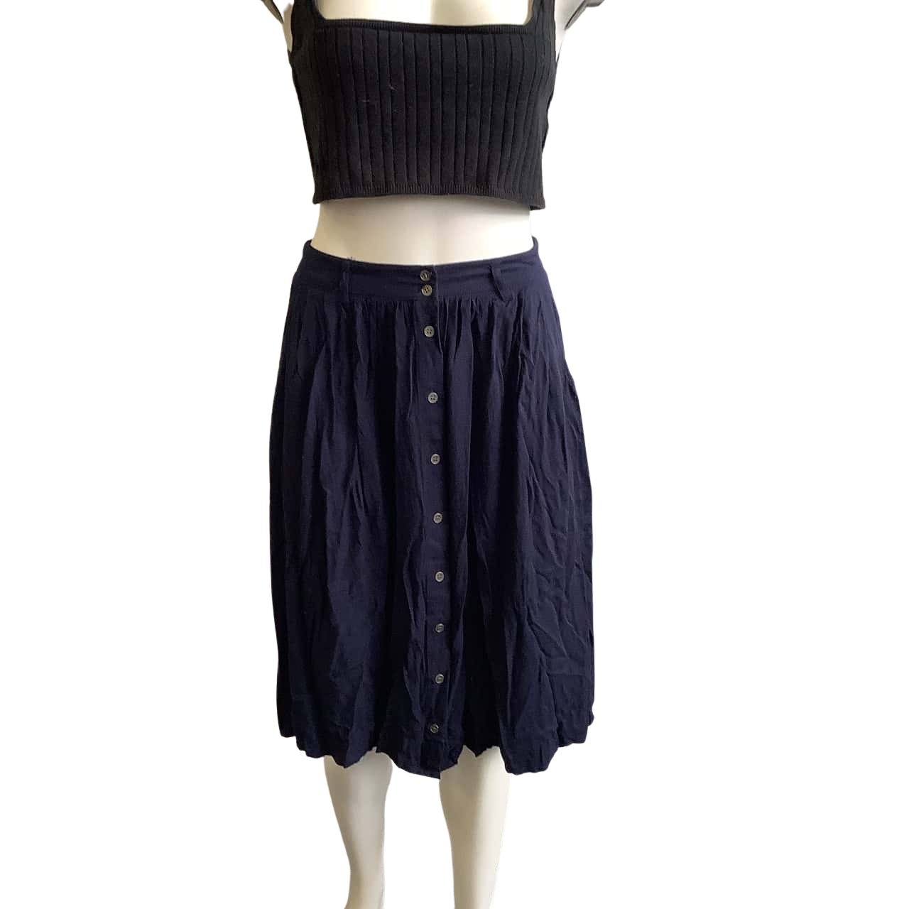 Dotti Women's Size 10 Midi Skirt Navy Blue (s)