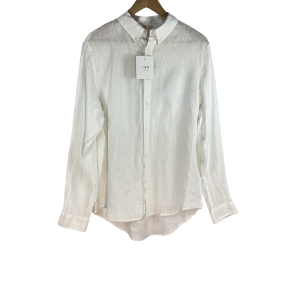 Jag - White Hux Linen Long Sleeve Shirt (Size M)