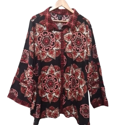 beme Womens  Size 26 Long Sleeve Shirt Black  / Red 