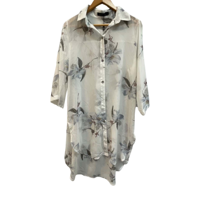  Womens  Whispers Size L Floral / White long line shirt