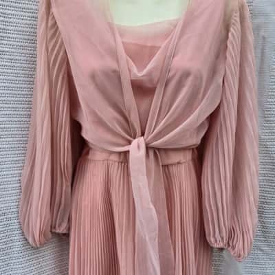 Vintage Womens Midi Dress Pink  