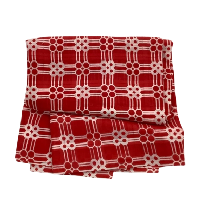 Red White Sheer Geometric Fabric 112 x 180 cm.       Fab 2