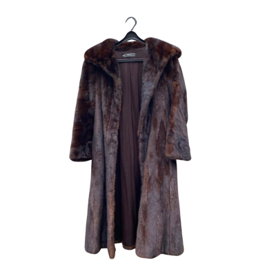 Womens Voula Mitsakou One Size Mink Fur Coat Brown 