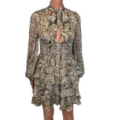 Derma  Womens  Size 12 Long Sleeve Dress Snakeskin print 