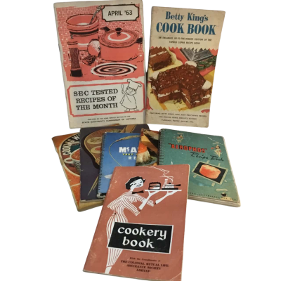 Vintage Cookbooks as pictured