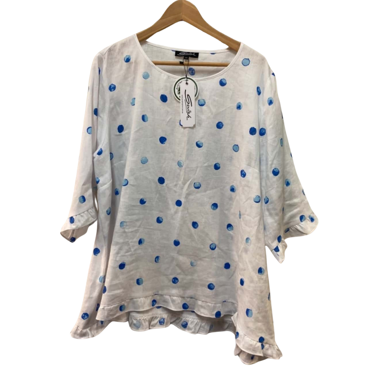 Swish size 22 White and Blue Polka Dot Top (s)
