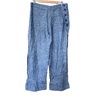 ELK Grey Button-Detail Linen Pants Size 12
