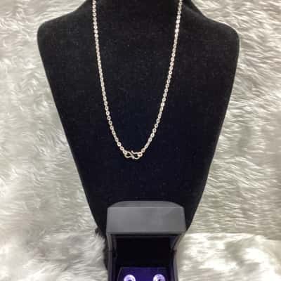  Womens Sterling Silver Earrings & Silver tone Necklace 
