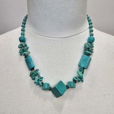 Vintage Faux Turquoise Statement Bead Necklace