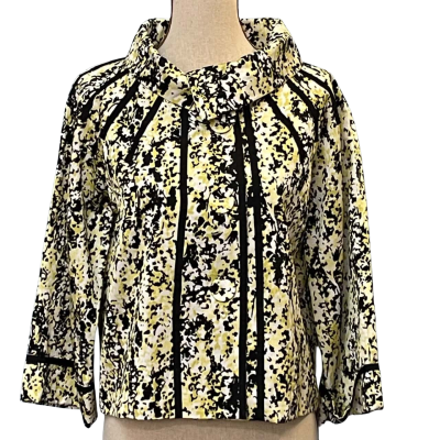 Gitane on Style Womens Size 12 Cropped Jacket Black/Floral/White/Yellow