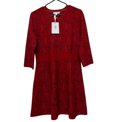 Tommy Hilfiger Women's  Size L Short Dress Black  / Pattern / Red  3/4 Sleeves