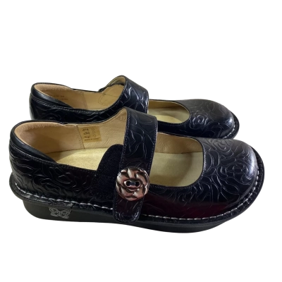 Algeria Paloma Mary Jane Shoes Black Leather Rose Size 36 