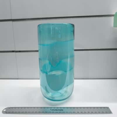 Modern Vibrant Teal Blue Cylindrical Glass Flower Vase