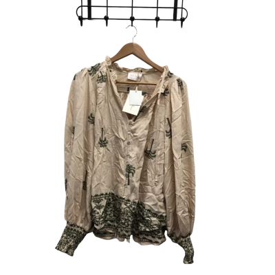IRIS Maxi Womens  Size 12 Long Sleeve Shirt Beige BNWT