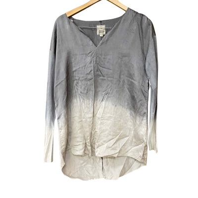 Go By Go Silk Womens Size M Grey Gradient Blouse  