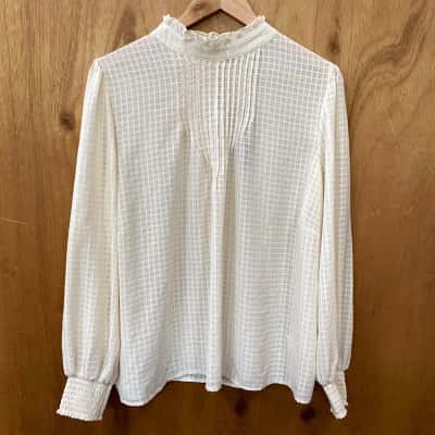 Dangerfield Cream Checked Blouse Size 16