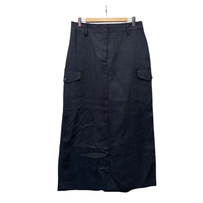 Witchery Womens  Size 10 Linen Midi Skirt Black  