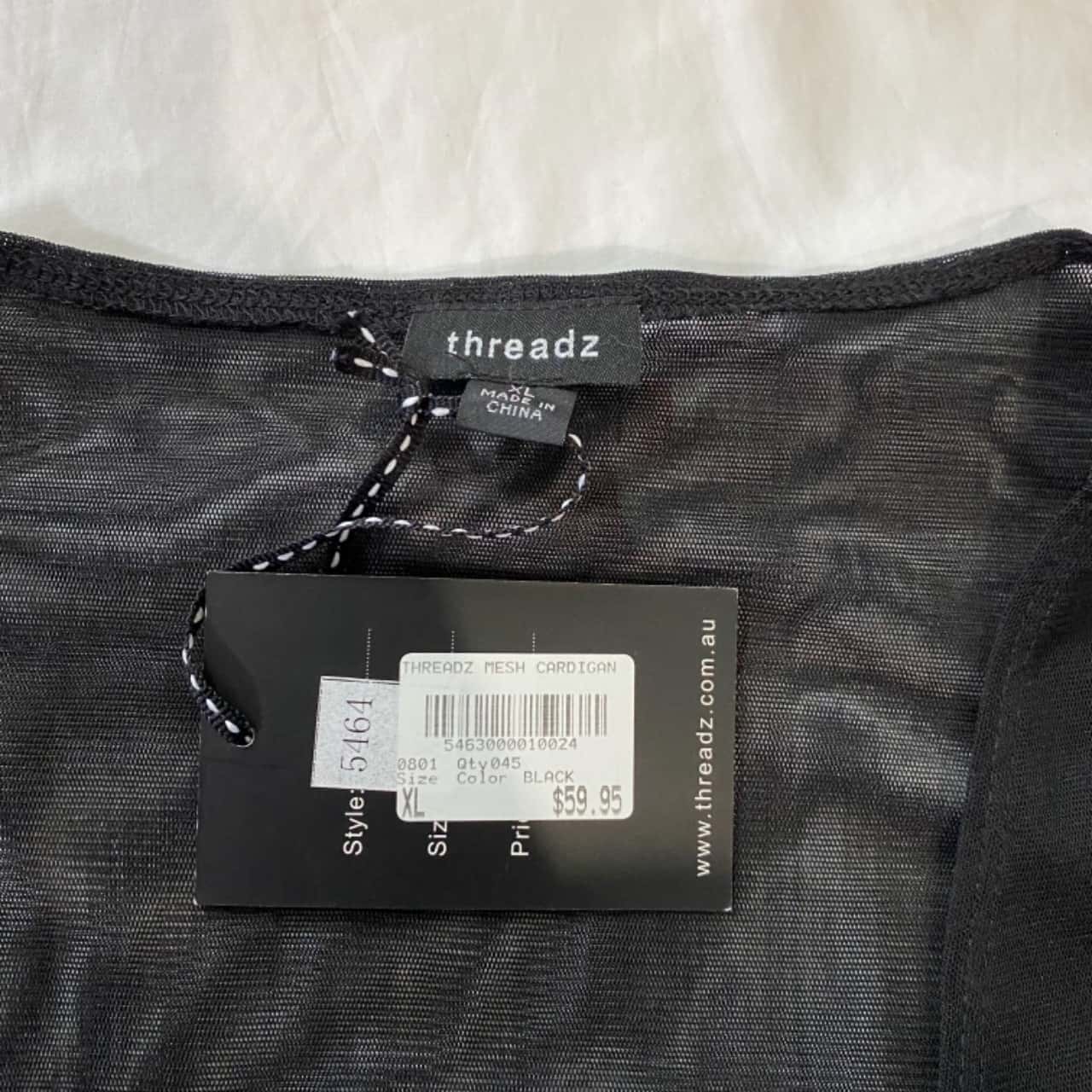 Net Threadz Threadz Size XL Black Mesh Cardigan