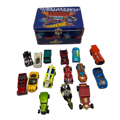 Hot Wheels 15 x Model Cars and Vehicles in Hot Wheels Tin