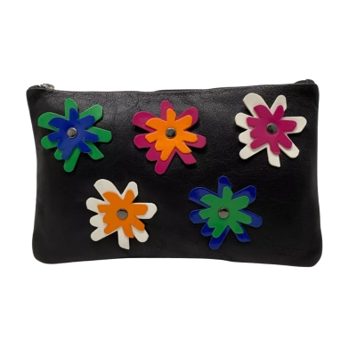 Gorman Womens Black Clutch Bag with Floral Embellishments