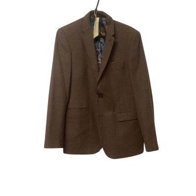 Mens  Oxford Size L Suit Jacket in Brown with Multicoloured Pattern in Lining.