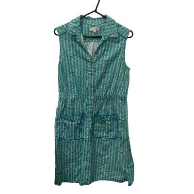 MahaShe Green/Blue Retro Print Cotton Dress Size L
