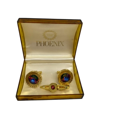 Vintage Phoenix Cufflinks & Tie Clip Set