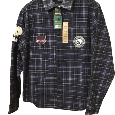 Zing Dreamworks “Dragons” Night Fury eb games Mens  Size S Flannel Shirt Blue / Checked / White 