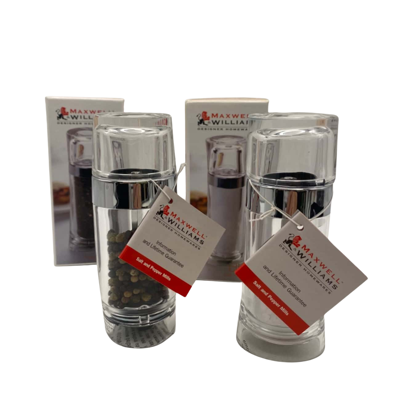BNWT Maxwell & Williams Click 13cm Salt & Pepper Mill Set White RRP 59