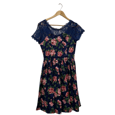  Otto Mode Lacey   Size 8 Floral Dress Floral / Navy Blue 