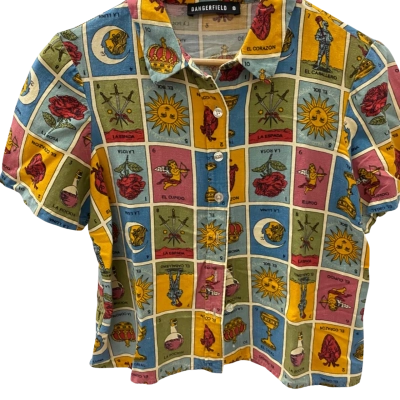 Dangerfield Womens  Size 8 Short Sleeve Shirt Multicoloured 
