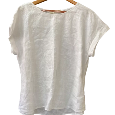 Jacqui-E Size 18 Sleeveless White Linen Top