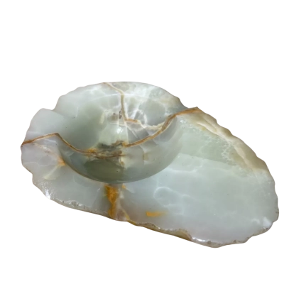 Vintage Carved Onyx Stone Ashtray