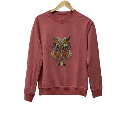  Womens Owl Design with Beads  Size 12 Jumper Musk 