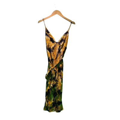 Shona Joy Womens  Size 8 Shoestring Strap Dress Black  / Floral / Yellow 