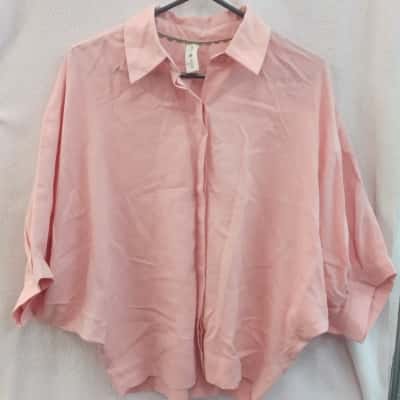 Elm Womens  Size 8 Bat Wing 3/4 Sleeve Shirt Pink  