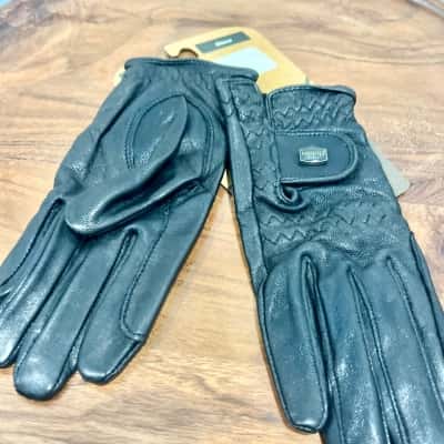 BNWT Dublin Goats Leather Black Horse Riding Gloves RRP $59.95