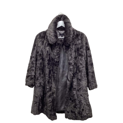 Topshop Smokey Grey Faux Fur Winter Coat Size 8