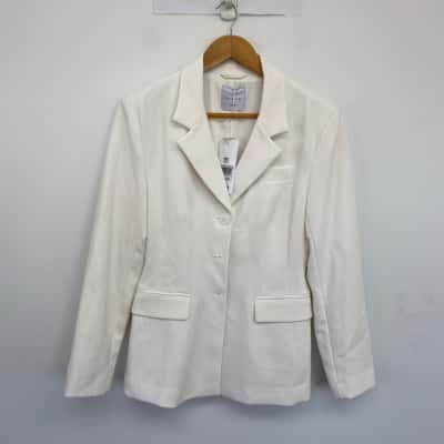 Tokito White Summer Voyage Ivory Blazer  Size 12 
