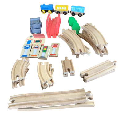 Wooden Train Set Complete Box Damaged