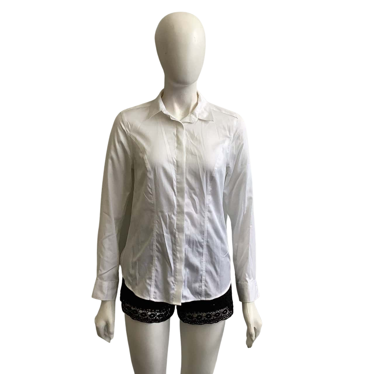 Charles Trywhitt Women's Size 10 Long Sleeve Button Up Shirt White (s)