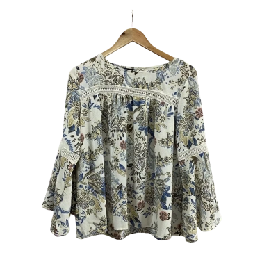 Serafina Womens  Size L Long Sleeve Blouse Floral