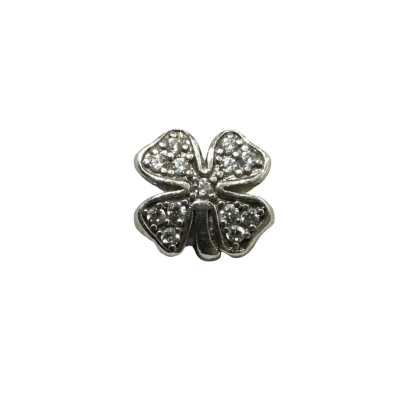 MHJ Silver Four Leaf Clover Bracelet Charm 