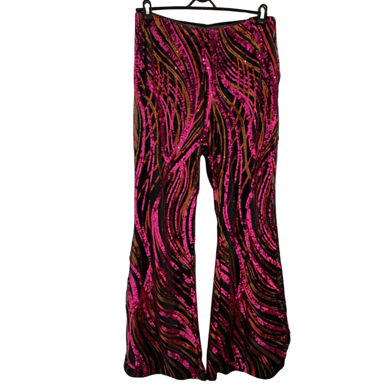 SHEIN. Womens Size L 8/10 US Flared pants with Pink, Red and Bronze