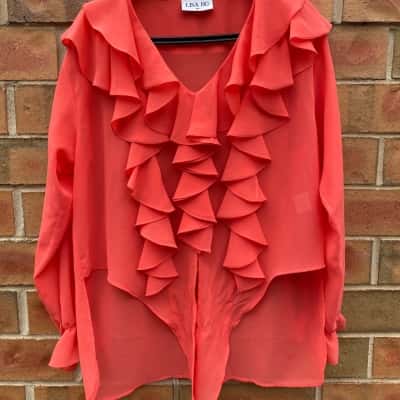 Lisa Ho Womens Size 10 Orange Flowy Shirt