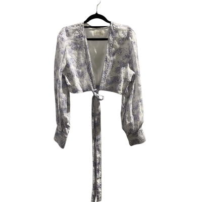 Dissh Womens Size 16 Blue/White Long Sleeve Top Tie Up Front